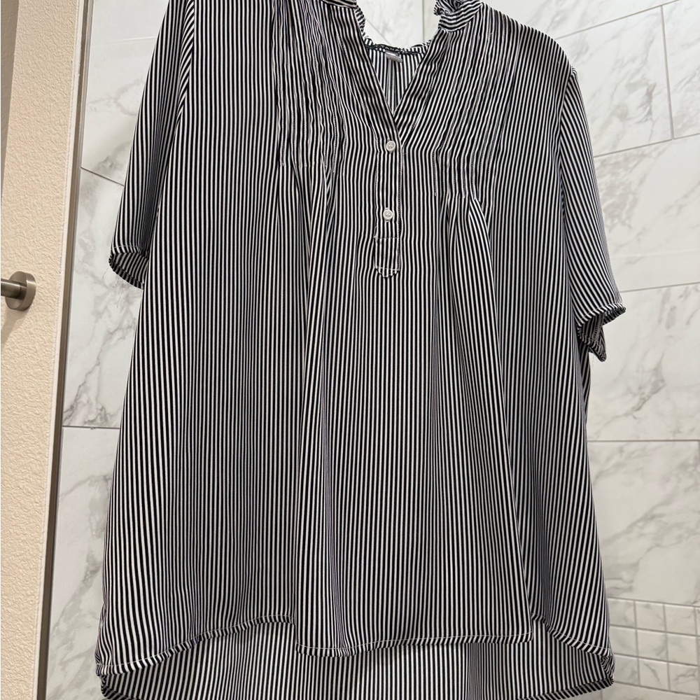 Black and White Striped Women's Top